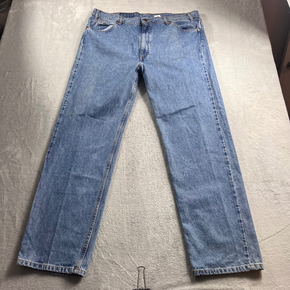 Levis 505 Orange Tab Mens Jeans W42 L32 Medium Wash Regular Fit Straight Leg